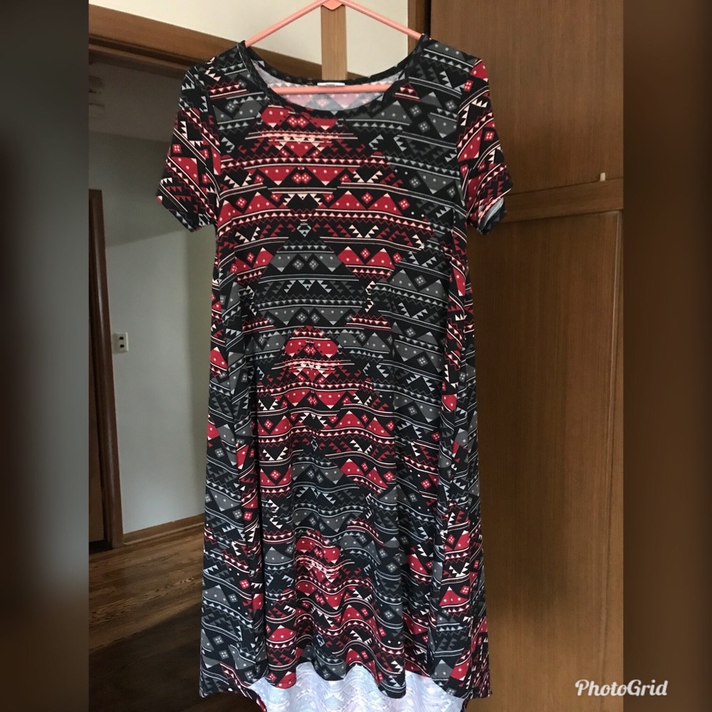 Lularoe Red,Black,Grey and Cream Carly